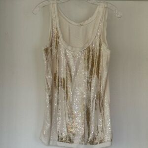 J. Crew cream & gold sequin tank size M